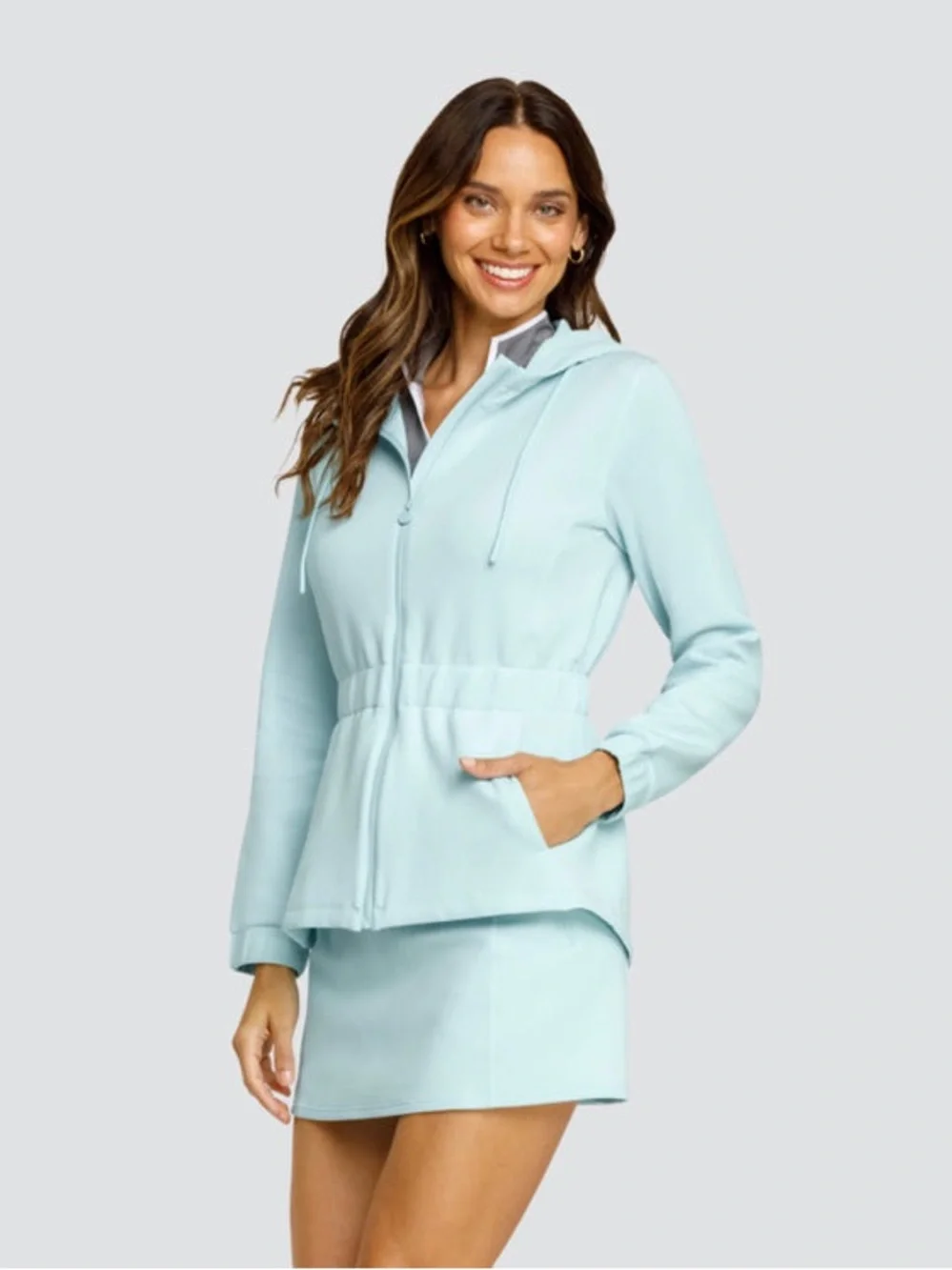 Tail Activewear Robyn Peplum Full-Zip Hooded Jacket Blue Glow XXL